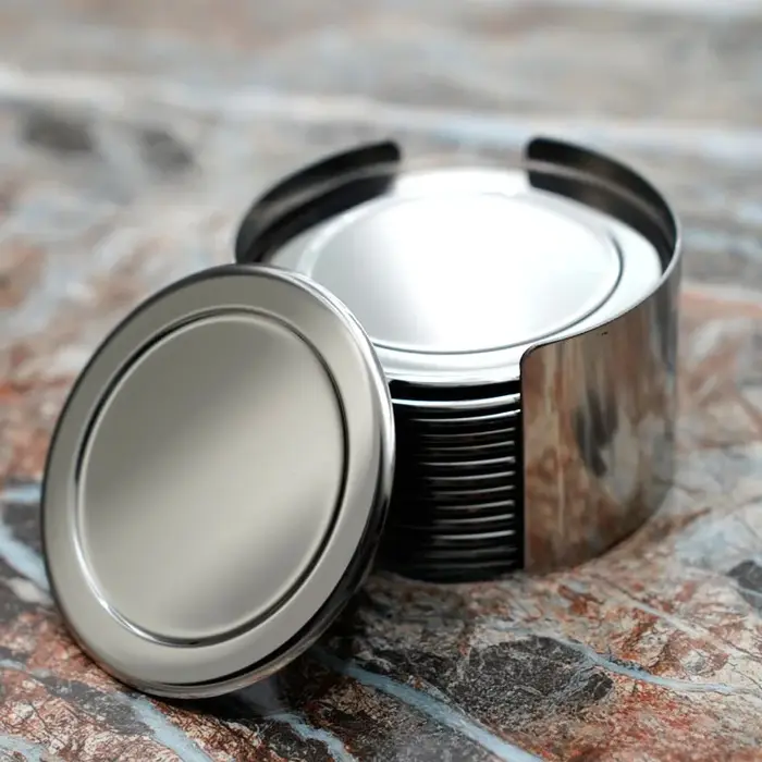 Sous-verre classique en acier inoxydable, cadeau personnalisé pour café, décoration d'intérieur, sou