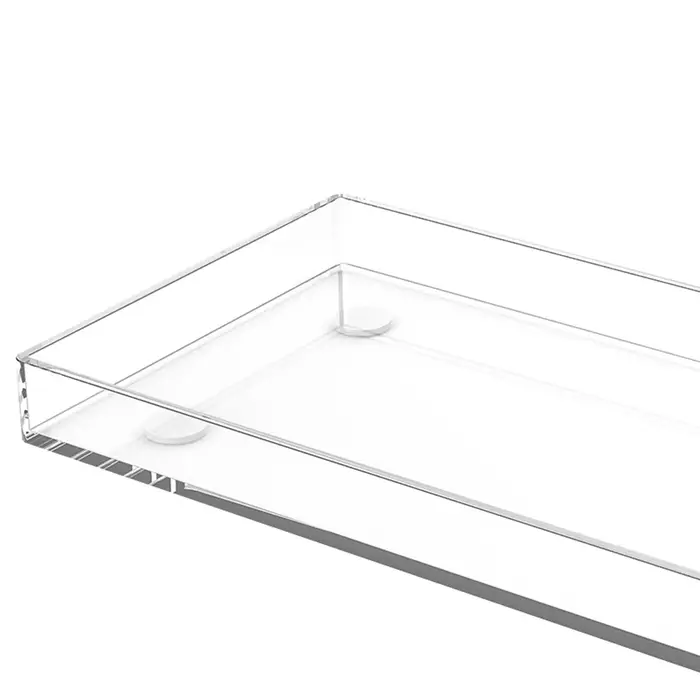 Plateau décoratif en acrylique transparent, élégant plateau rectangulaire pour centre de table, cuis