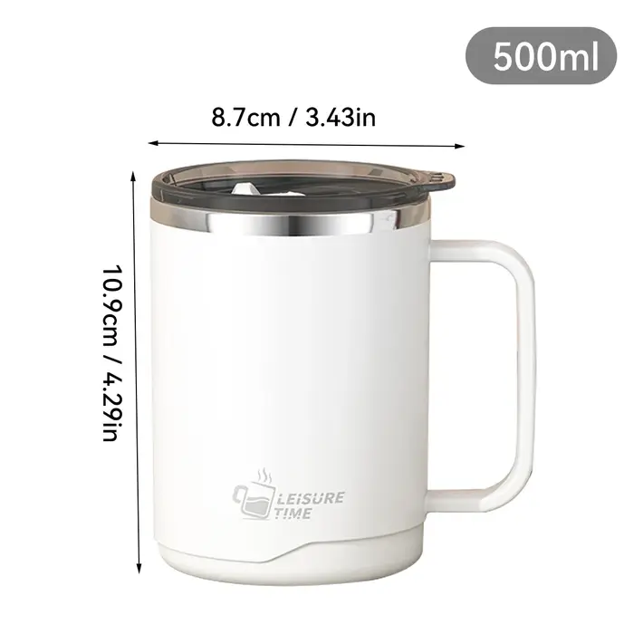 WORTHBUY Tasse à café isolée à double paroi en acier inoxydable 304 avec poignée, tasse à eau scellé