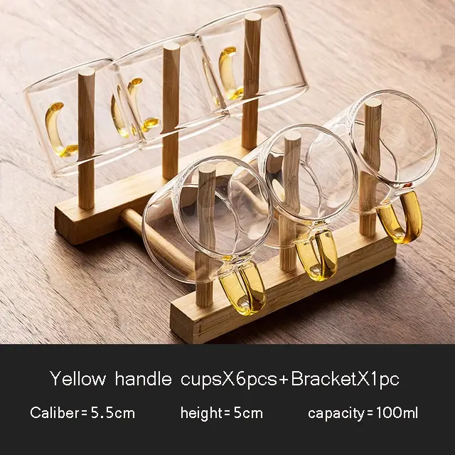 Tasse à thé en verre Transparent avec poignée, ensemble de tasses à thé Kung Fu, maître, épaisse résistante à la chaleur avec poignée, verres à vin café vert