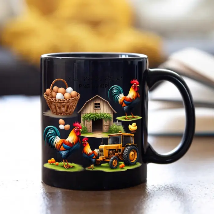 Tasse à café de poulet de ferme