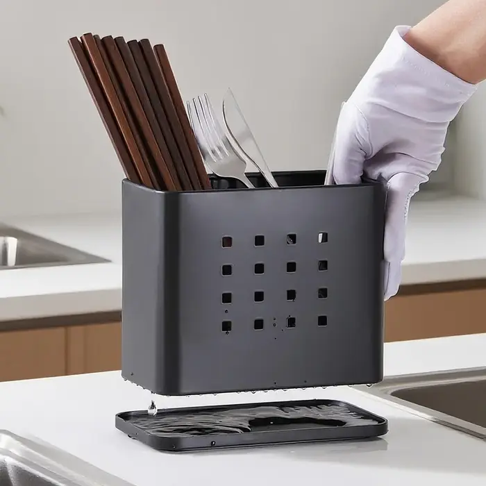 Support de séchage de couverts en métal noir – Style minimaliste moderne