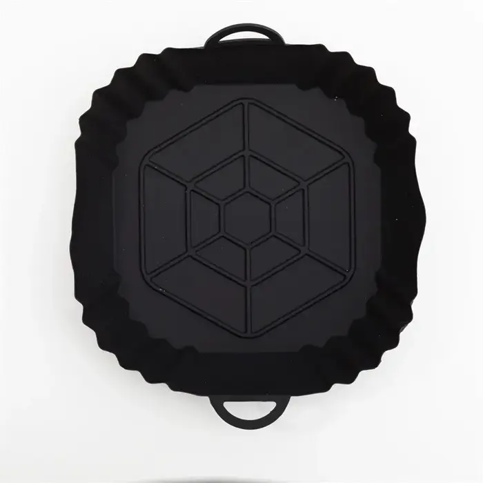 Plateau de pot de friteuse à air en silicone avec poignée, plaque de cuisson de friteuse à air carré