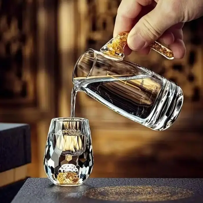 Verre à Shot de montagne doré en cristal luxueux