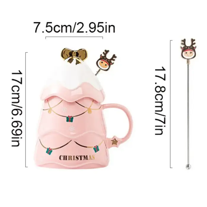 Avec couvercle et cuillère Tasse en céramique pour arbre de Noël