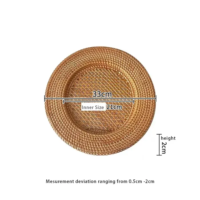 Assiette en rotin naturel faite à la main, napperon rond décoratif, décor de table, échelle 13 pouce
