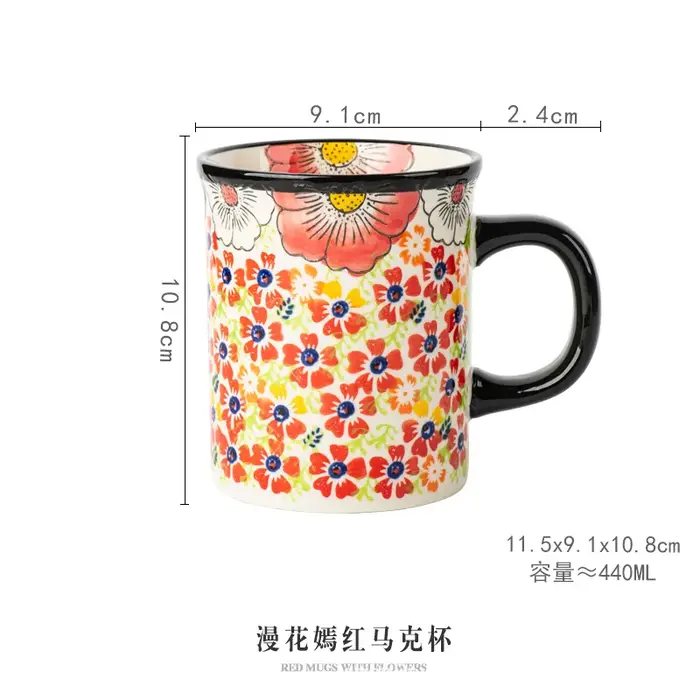 Tasse en céramique Vintage à la main fleur