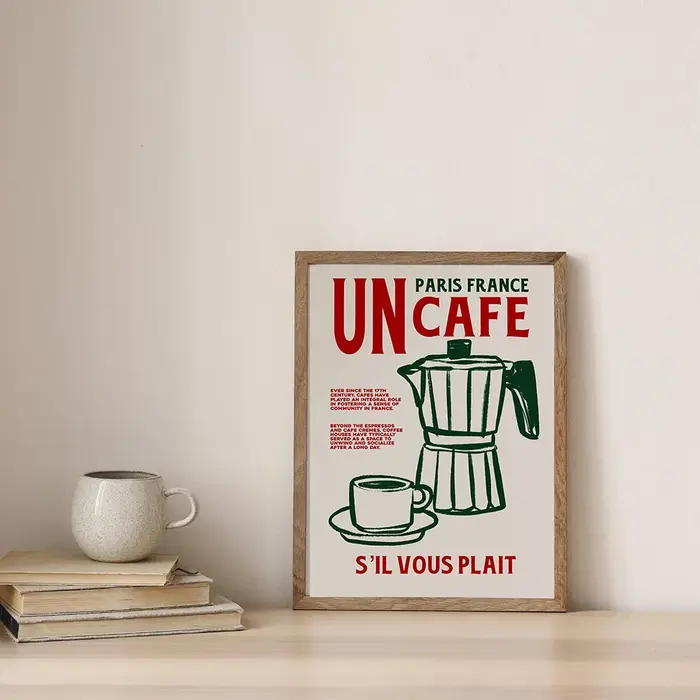 Affiche imprimée de tasses à café multicolores