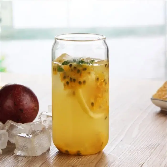 Tasse en Verre Réutilisable avec Paille Transparente