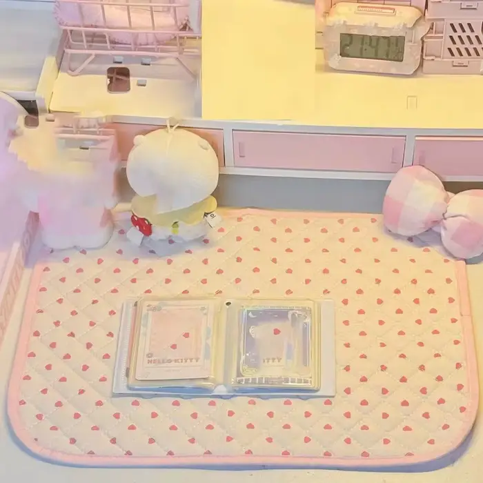 Nouveau Set de Table Matelassé Rose Mignon Japonais Thème Amour