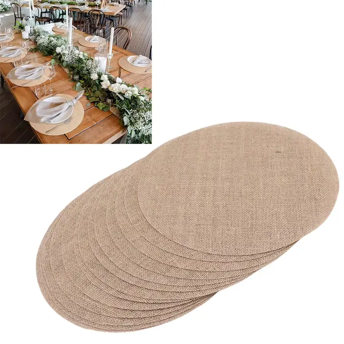 Lot de 13 sets de table ronds en toile de jute rustique de 12 pouces pour mariage champêtre et réunions à la ferme