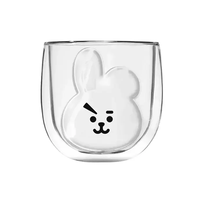 Tasses à café en verre borosilicaté à double paroi de dessin animé, parfait pour le cappuccino, le t