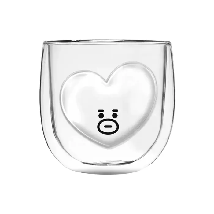 Tasses à café en verre borosilicaté à double paroi de dessin animé