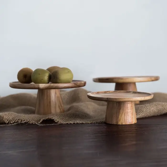 KEMORELA assiette à gâteau en bois à support haut plateaux de service alimentaire créatifs plateau de collation de