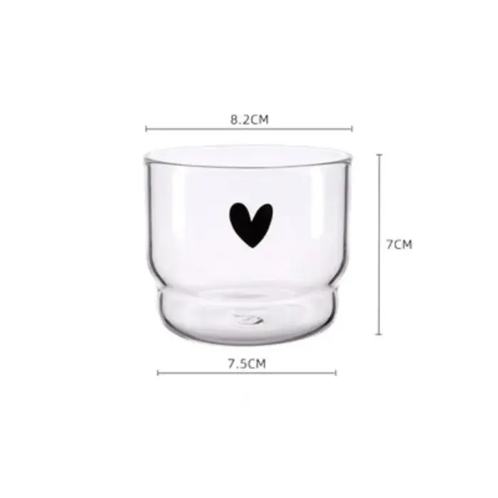 Tasse en verre murale Love/Happy de 300ml, tasses en forme de cœur pour café au lait, tasse à boisso