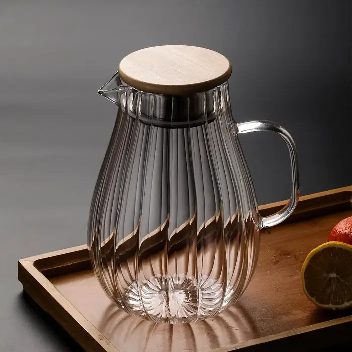 Bouilloire Verticale à Rayures de Grande Capacité en Borosilicate