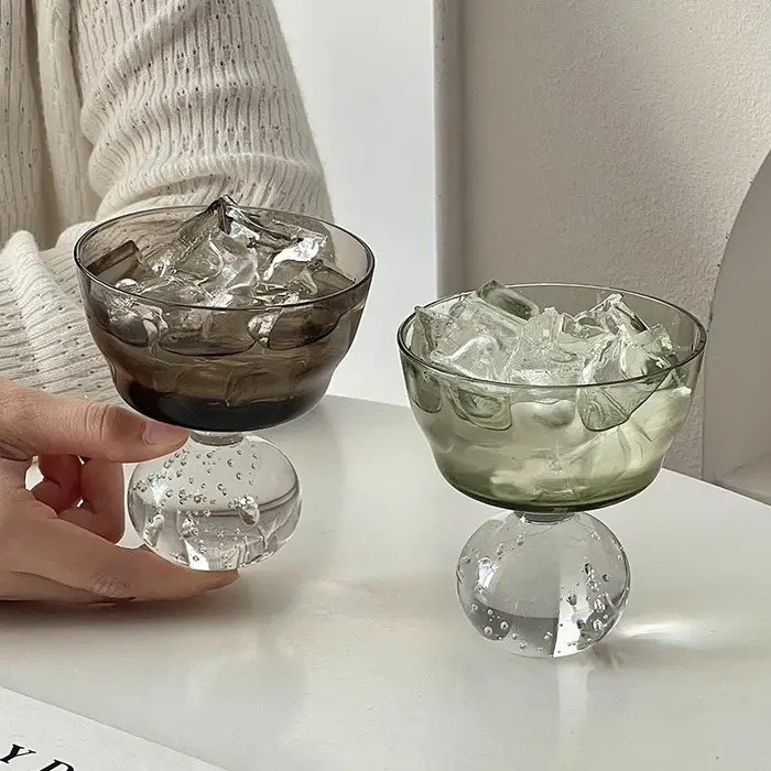 Gobelet à glace en verre de style vintage de luxe léger