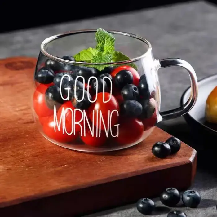350ml lettre imprimée Transparent créatif verre café thé tasse boissons Dessert petit déjeuner lait