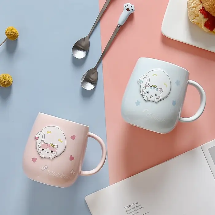 JUSTINLAU tasse chat avec couvercle et bec créativité