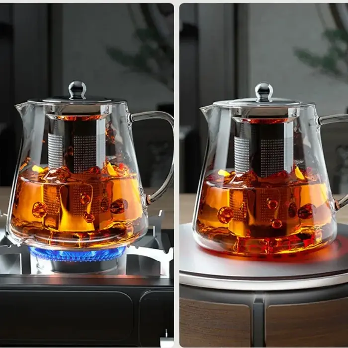 Théière en verre Borosilicate transparent résistant à la chaleur