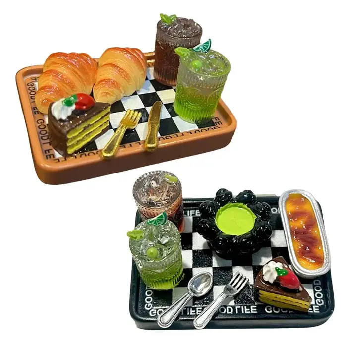 Mini-aimants réfrigérateur décoratifs réalistes en forme de croissant et de dessert