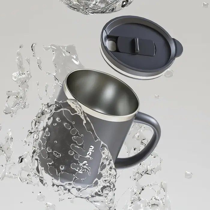 Mug à café isotherme double paroi 400 ml avec couvercle