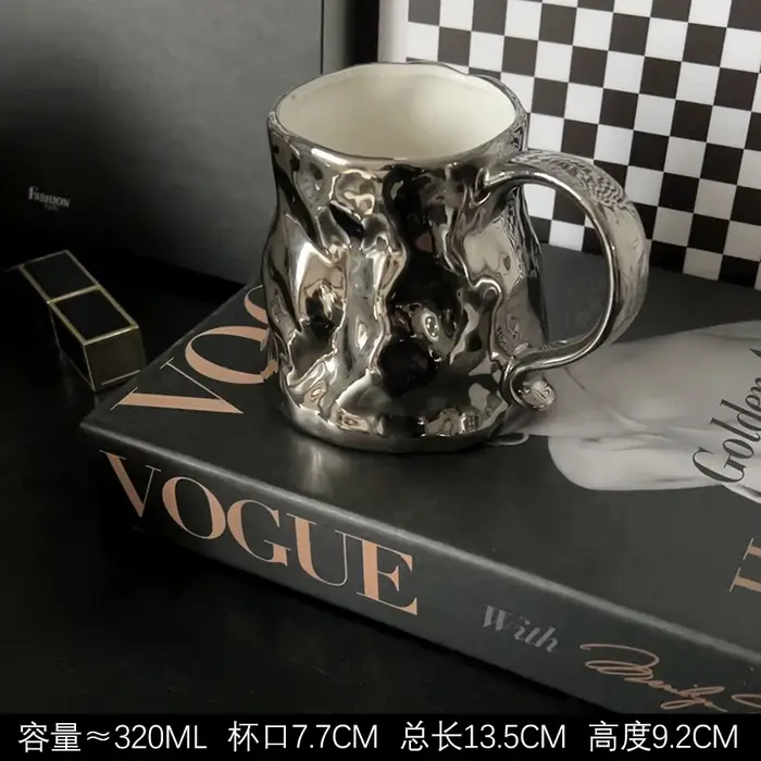 Livetai – ensemble de tasses à café en céramique argentée élégante, verres élégants et durables, cad