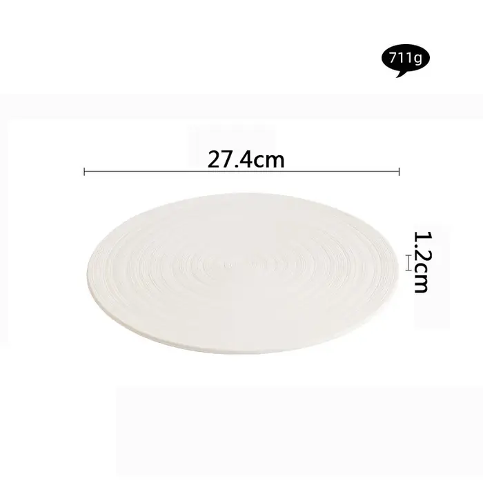 Assiette plate en céramique brossée circulaire