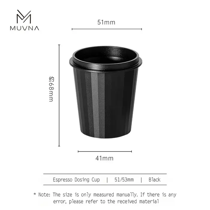 MUVNA-Tasse de Dosage Expresso en Aluminium, Noir/Gris, Compatible avec Portafilter Pound 51/54/58mm