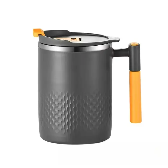 Tasse à café en acier inoxydable, résistante à la chaleur, Double paroi, isolée sous vide, avec couvercle et poignée, pour garder les boissons chaudes
