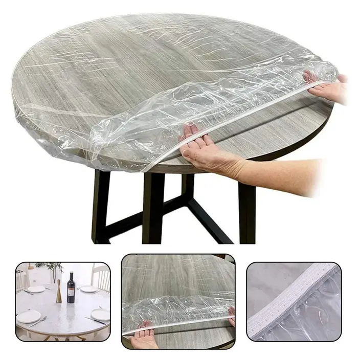 Lot de 10 housses de table rondes transparentes – Protection imperméable et résistante à l'huile pour tables à manger