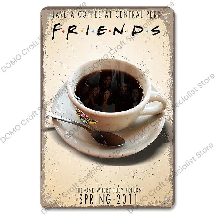 Plaque de café Vintage Friends, signes en étain en métal, affiche centrale en métal, décor artistiqu