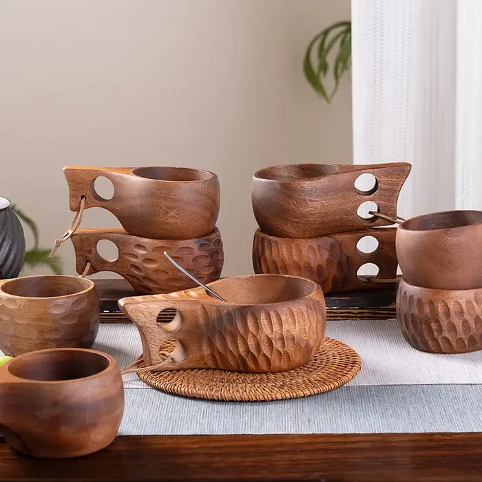 (1 pièces) petite tasse à lait créative en bois 6/8oz 180-240ml