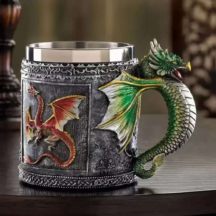 Tasse créative en acier inoxydable Feilong, tasse à boire rétro personnalisée, tasse à bière avec ro