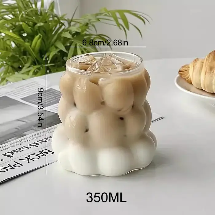 Tasse en verre transparente irrégulière de style Ins, tasse à café, degré de chaleur, boissons d'été