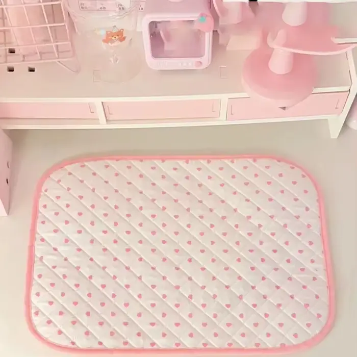Nouveau Set de Table Matelassé Rose Mignon Japonais Thème Amour, Décoration de Chambre et de Bureau,