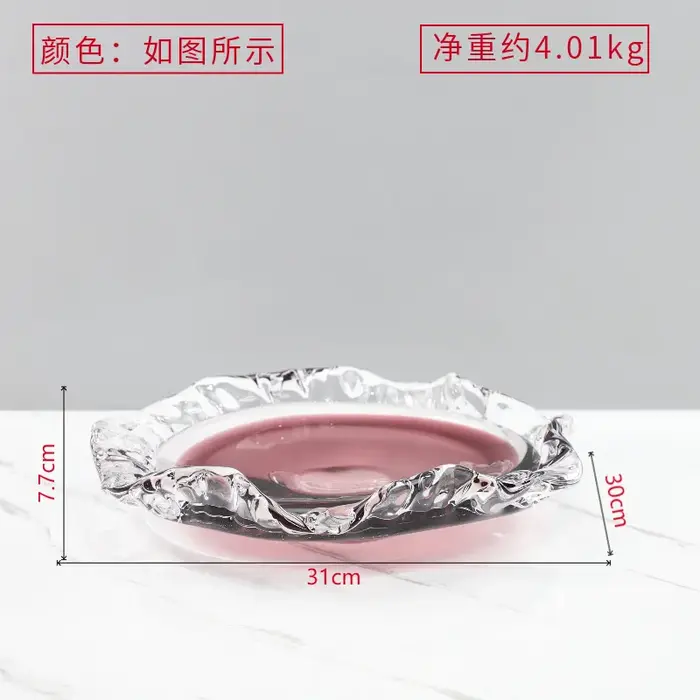 Plateau à fruits en verre plissé en forme de goutte d'eau, conteneur de rangement de bureau, plateau