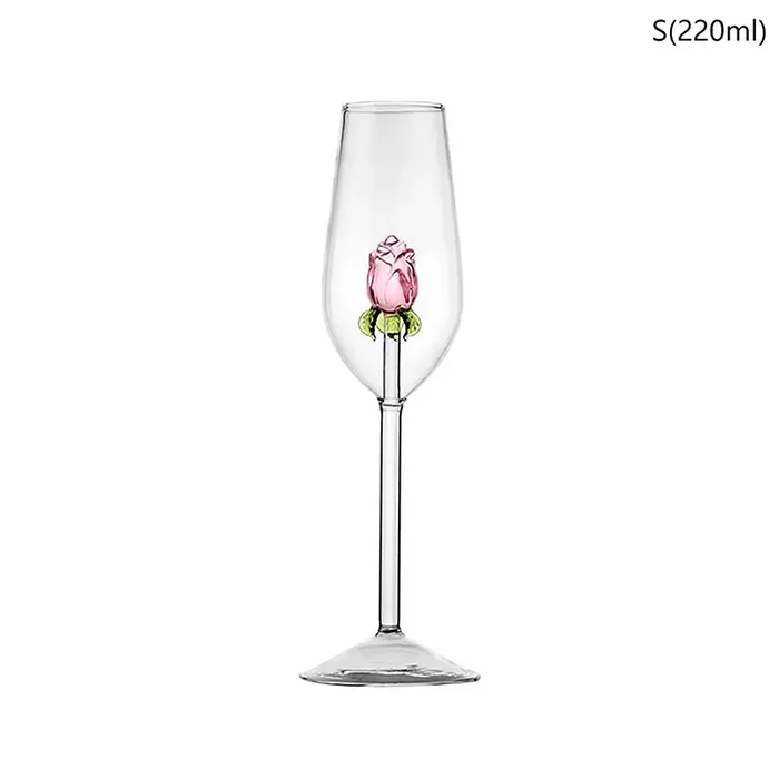 Verres à vin rose 3D créatifs, gobelet à boire, flûte à champagne, ménage, joli cadeau Leon, tasse à