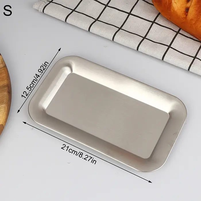 Plateau de service rectangulaire de luxe en acier inoxydable pour café, gâteaux, desserts, rangement
