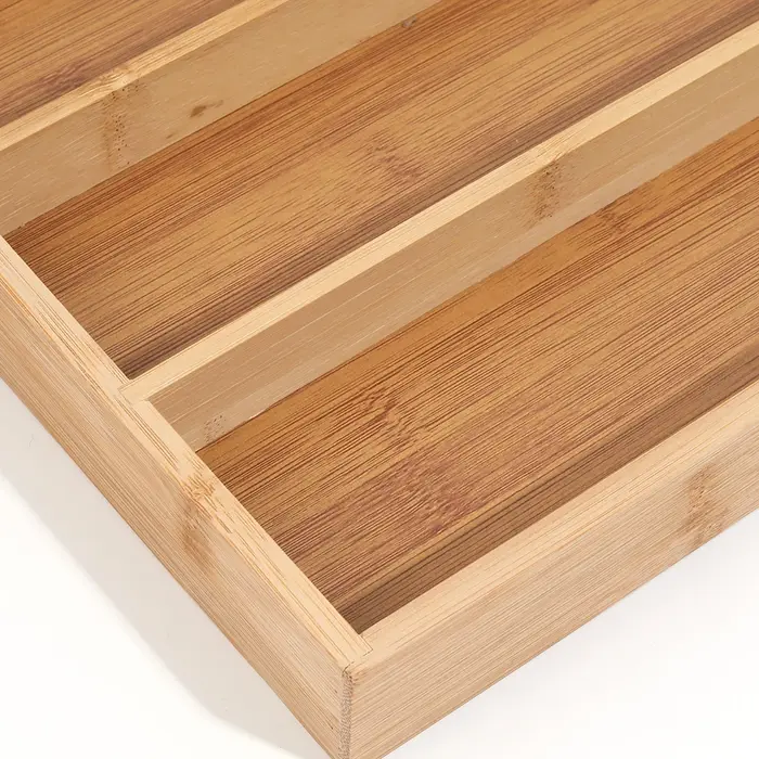 Plateaux de rangement divisés pour couverts en bambou