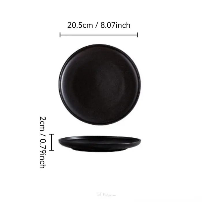 Ensemble d'assiettes noires en céramique pour la maison, vaisselle de style japonais, décoration de 
