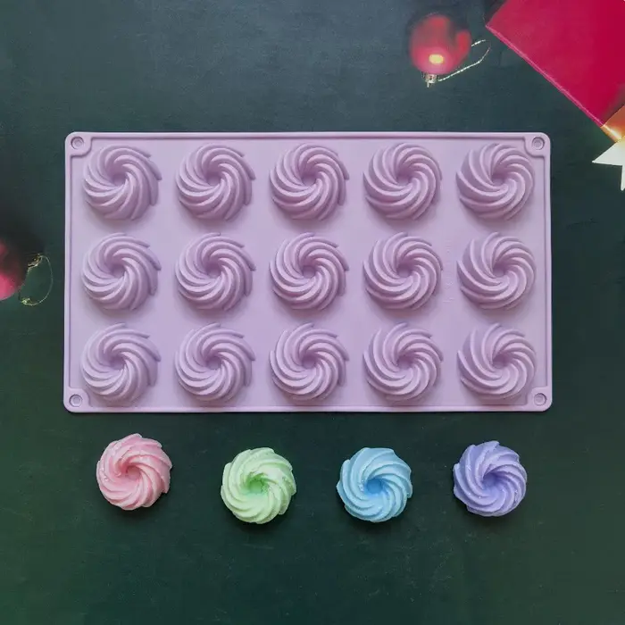 Moule à gâteau en Silicone en forme de spirale à 15 trous, Mousse, Dessert, cuisson de beignets au c
