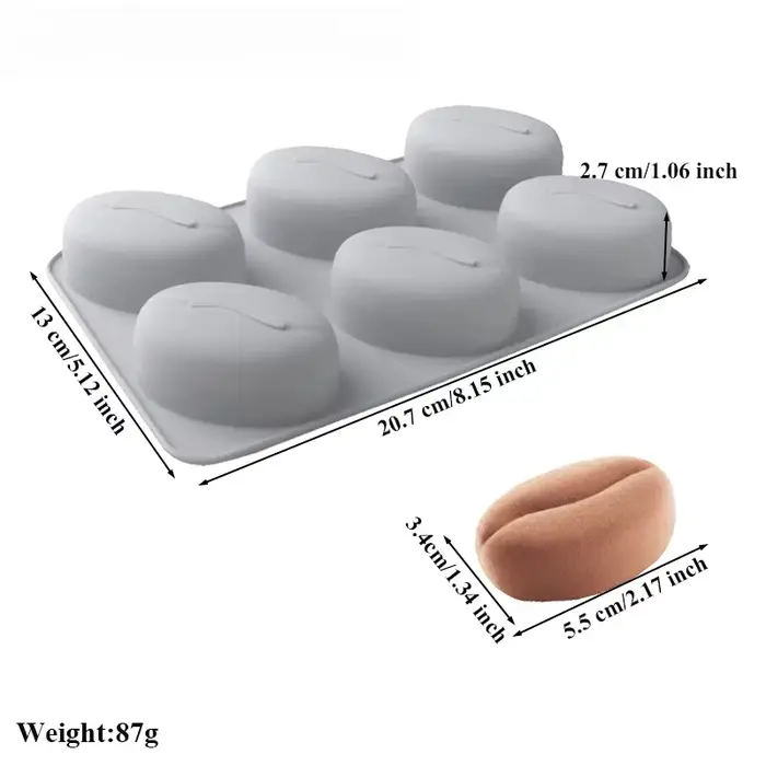 Moule en silicone à 6 cavités pour grains de café de petite taille