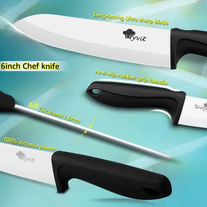 Couteau en céramique 3 4 5 6 pouces, trancheur utilitaire de Chef, couteau à pain dentelé, ensemble