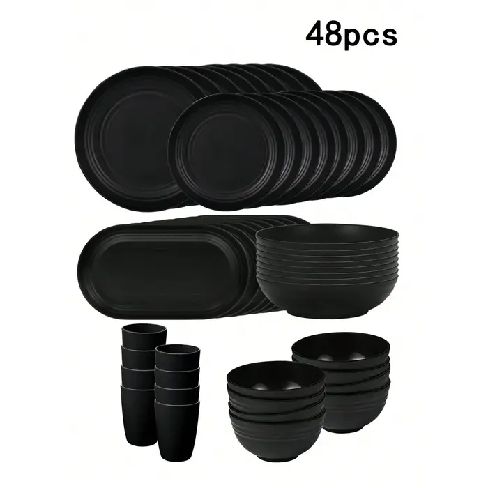 4/48 pièces ensemble de couverts en plastique