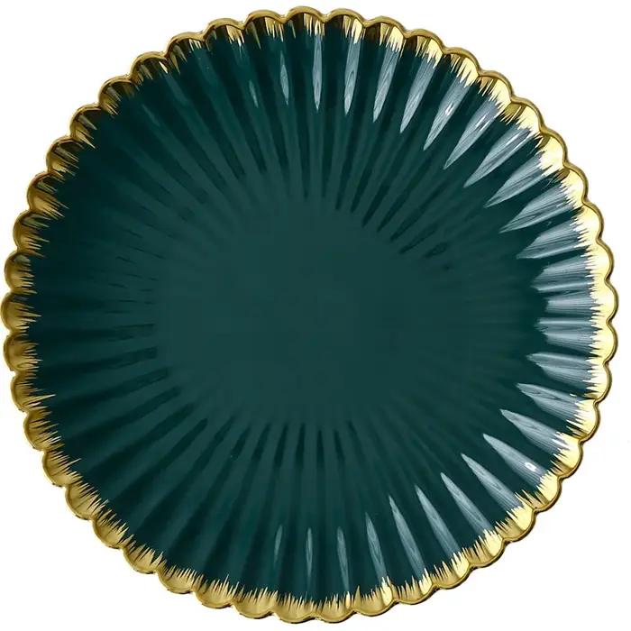 Assiettes à dîner vintage de luxe avec bordure dorée
