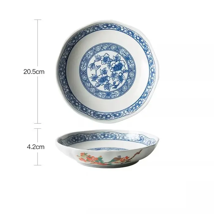1 pièce – Assiettes en céramique bleues et blanches de style rétro chinois, ensemble de bols peints