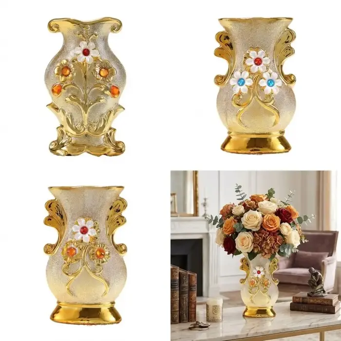 Vase en céramique doré givré