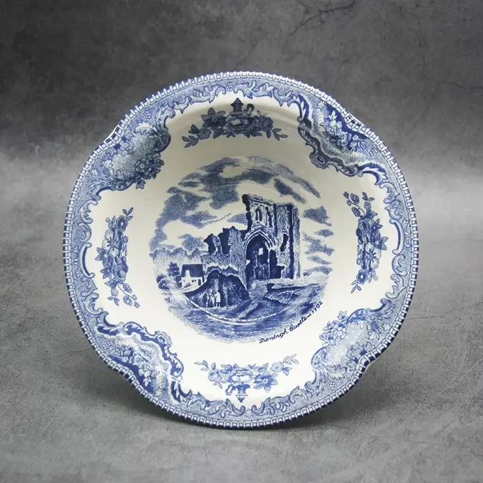 Queset de châteaux de Grande-Bretagne bleus, style européen, QueWare, assiette de petit déjeuner en céramique, plats de boeuf, plat à dessert, bol à soupe