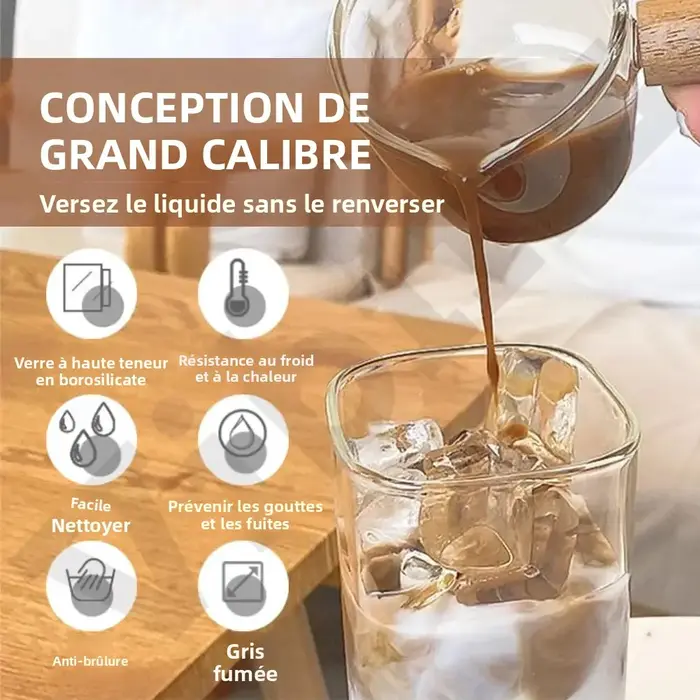 Gobelets carrés en verre avec couvercles/pailles – Ensembles de verres transparents pour café